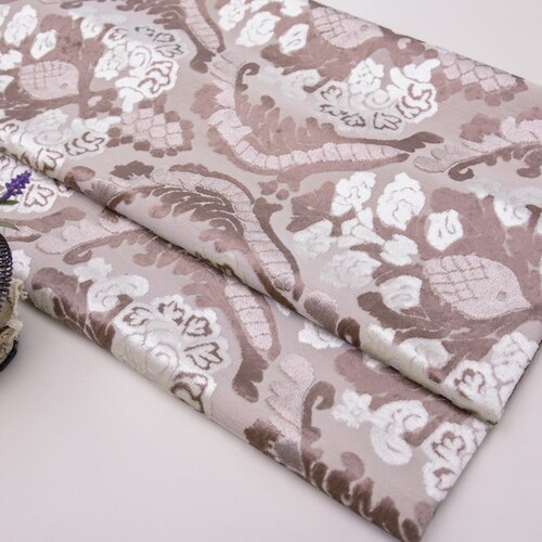 Brede 57 cm dikke europese stoffen bank jacquard gesneden pool fluwelen stof voor kussen kussen gordijn doe-het-zelf materiaal: Beige