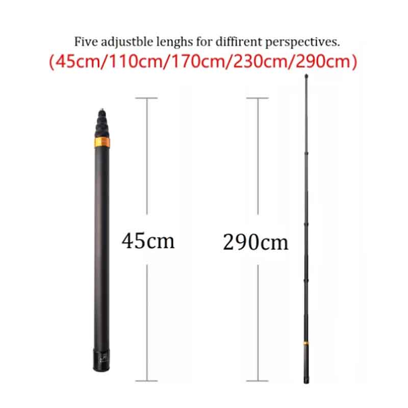 290cm 1.5m 3m in fibra di carbonio invisibile edizione estesa monopiede Selfie Stick per Insta360 ONE X2 ONE R accessori GoPro Insta 360