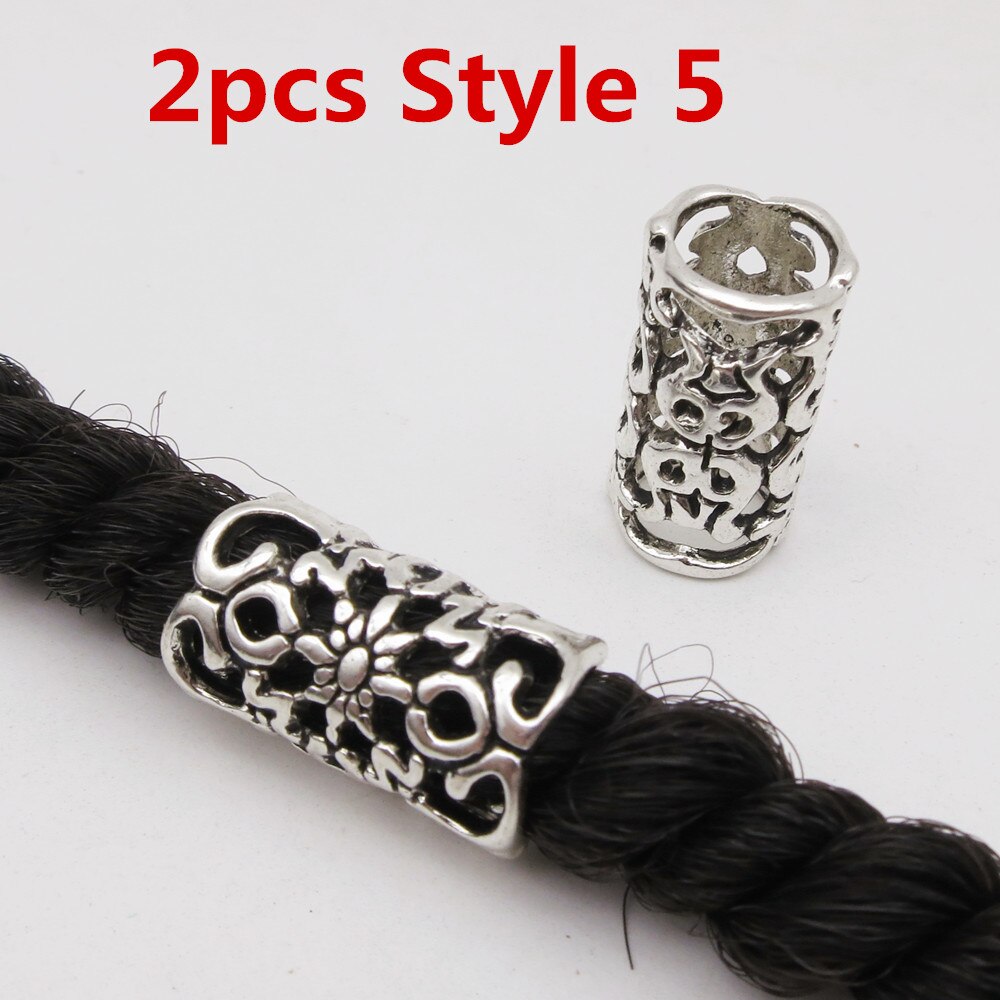 2 stk forskjellige 10 stiler viking hår flette Grue seg skjegg dreadlock perler ringetone rør til hårtilbehør: 2 stk stil 5