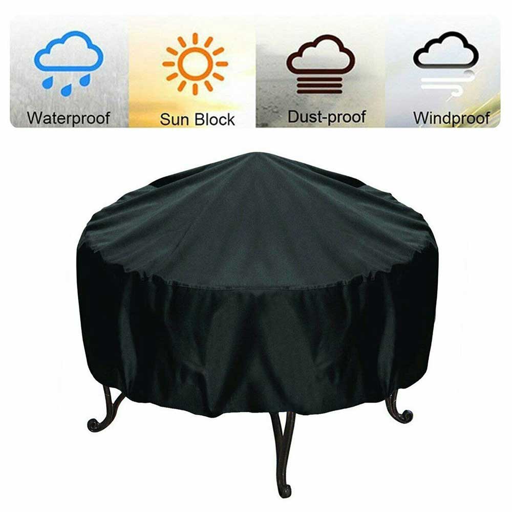4 Sizes Waterproof Patio Fire Pit Cover Black UV Protector Grill BBQ Shelter Outdoor Garden Yard Round Canopy Furniture Covers