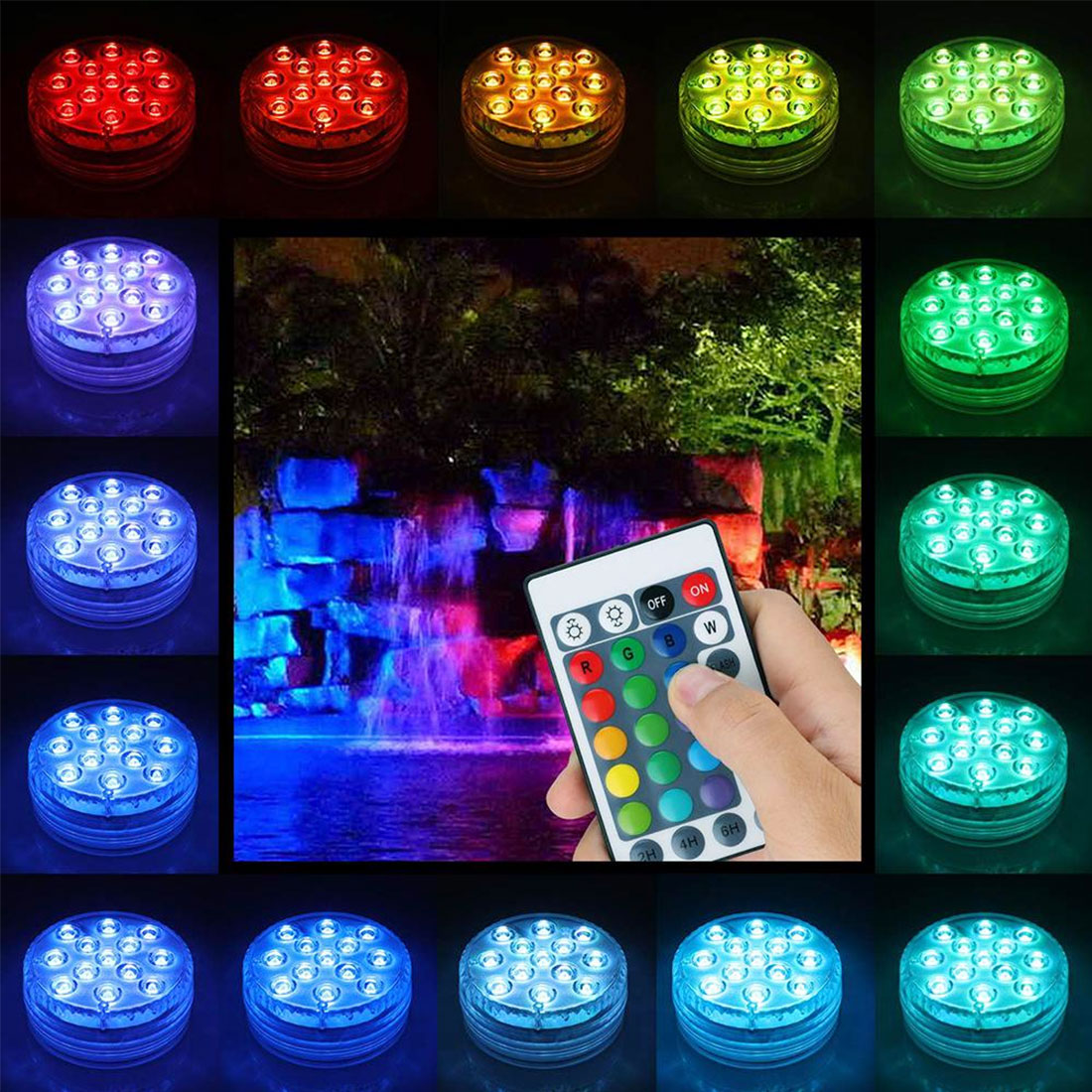 RGB Submersible Light with Magnet 13 LED Underwater Night Light for Outdoor Vase