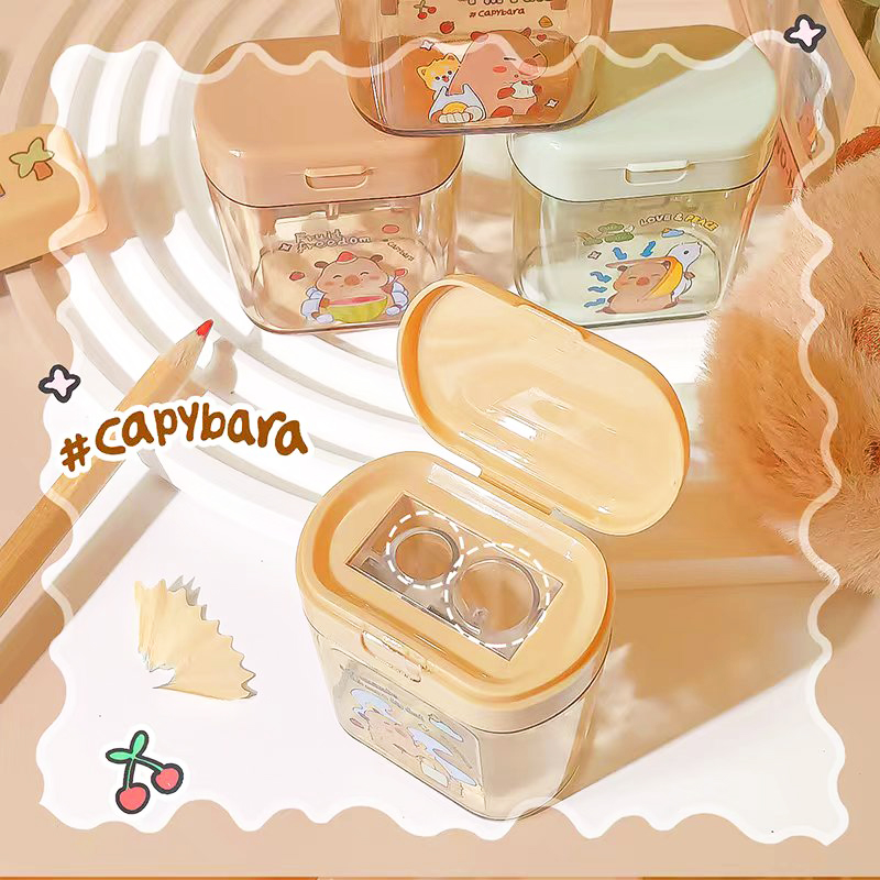 Suministros de oficina, equipo escolar, artículos de papelería kawaii, útiles escolares, bonito sacapuntas capibara para niños