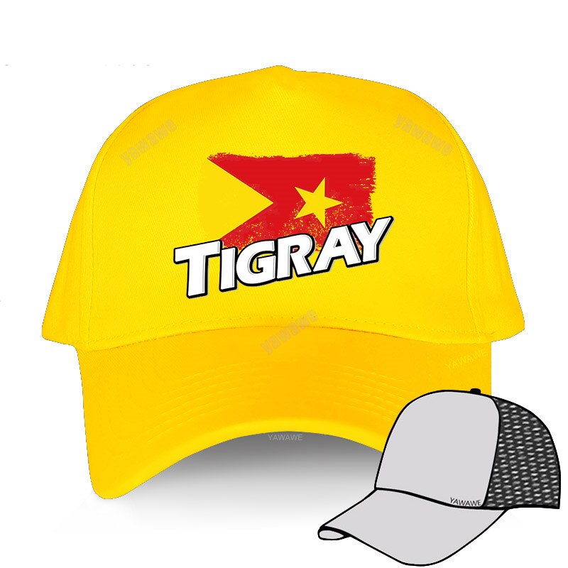 Tigray Region Flag Baseball Cap Hat Mens Black Sun Hip Hop Casual Boys Women Casquette Fish Outdoor Spring Bonnet: yellow mesh