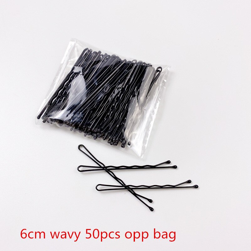 Hairpins Black Alloy Hair Clip Bobby Pin Hair Accessories Headwear Ball Tip Bob Pins hair clips for women: 50pcs wavy 6cm