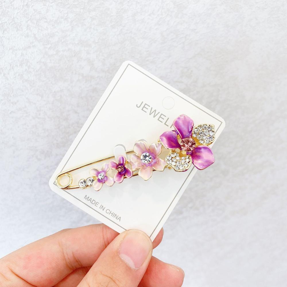 Sjal blomst broche diamant olie lilje tulipan sommerfugl stor nål sikkerhedsnål frakke kjole anti-genskin silke tørklæde spænde: 5