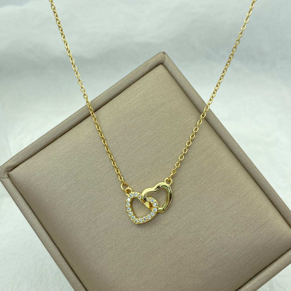 Gold Color Stainless Steel Necklace for Women Style Butterfly Jewlry Green Water Copper Pendant Zircon Pearl Cross Butterly