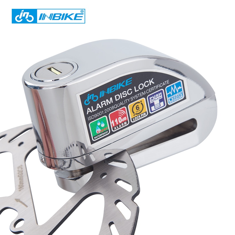 INBIKE Anti-diefstal Fiets Wiel Disc Brake Lock Motorcycle Security Alarm Electron voor Fiets 6mm Pin met Slot zak en Alarm Touw