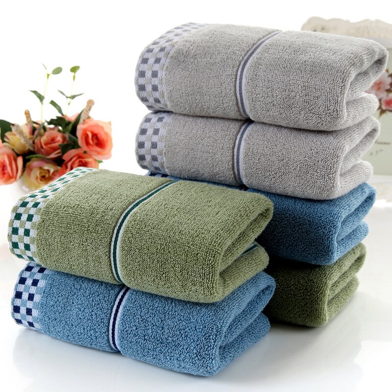 Zachte 100% Katoenen Handdoeken Voor Volwassenen Absorberende badstof Luxe Hand Gezicht handdoek Volwassen mannen vrouwen Plaid Handdoeken 2 stks/set