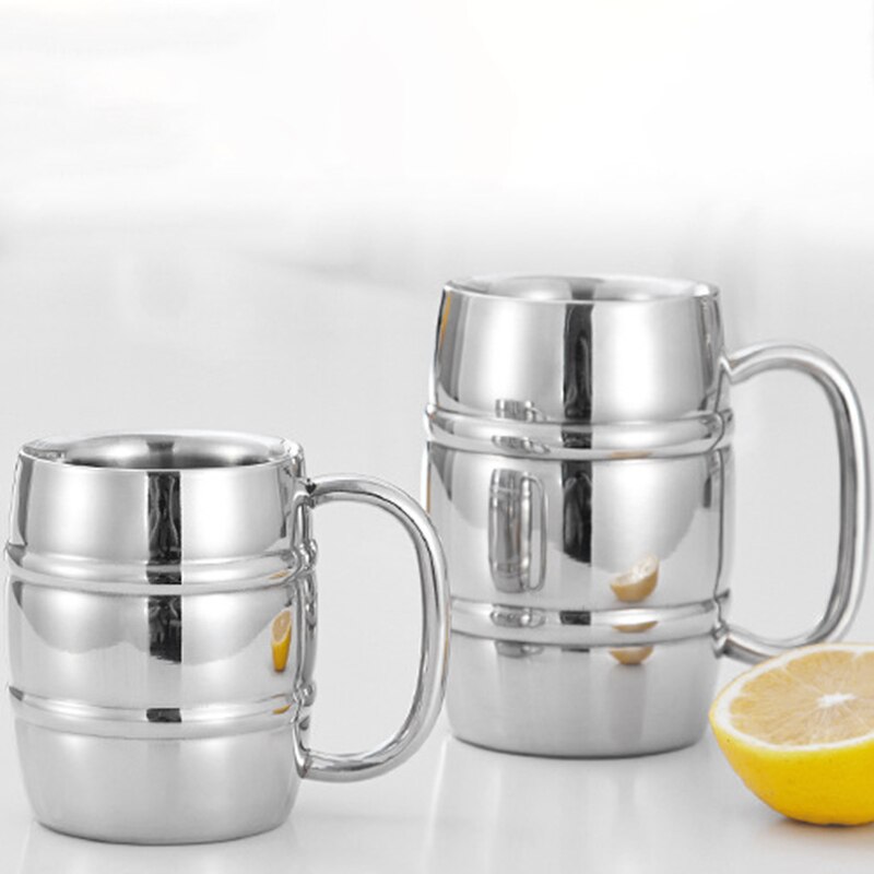 Insulated Beer Mug Holds Beer Ice Cold Double Wall Stainless Steel Wine Glass with Handle Coffee and Tea Drink Mug For Traveling