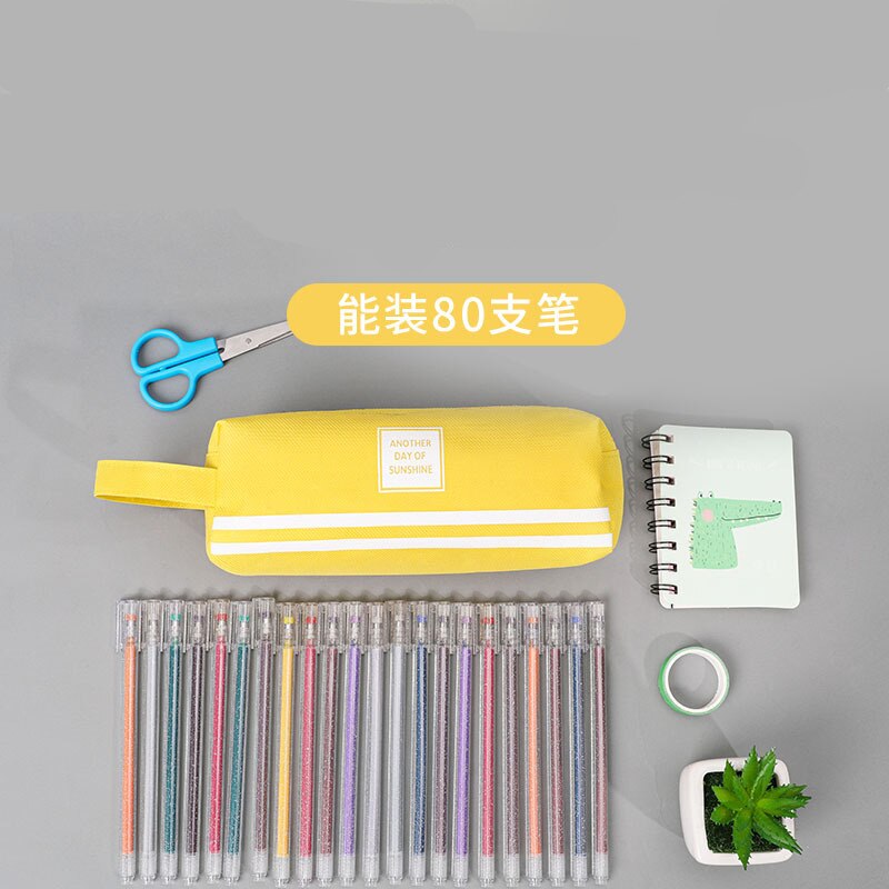 1Pcs Kleurrijke Grote Capaciteit Potlood Gevallen Zakken Creatieve Korea Stof Pen Box Pouch Case School Kantoorbenodigdheden Supplies