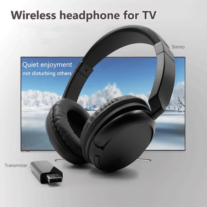 Beroep FM TV Draadloze Hoofdtelefoon Stereo Super Bass RF Ontvanger Met USB Emitter TV Headsets voor Computer voor IOS Xiaomi