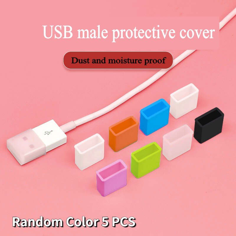 20Pcs Plastic USB Male Anti-dust Plug Stopper Cap Cover Protector For Charging Data Cord Extender Cable Plug USB Wrapper Cap: Random Color 5PCS