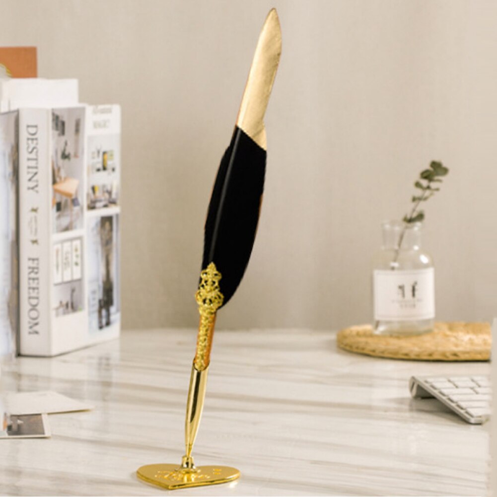 Veer Dip Pen Set Briefpapier Geschenkdoos Kalligrafie Vintage Retro Schrijven Vulpen Met Hartvormige Pen Houder Stand