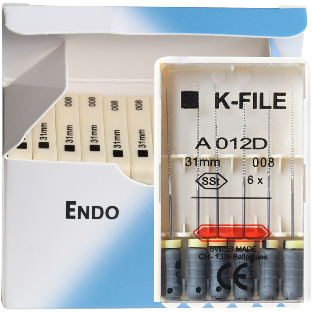 K-FILE Dental de acero inoxidable, limas de Endodoncia de uso manual, productos de laboratorio de odontología, 21/25/31mm, 10 paquetes/caja