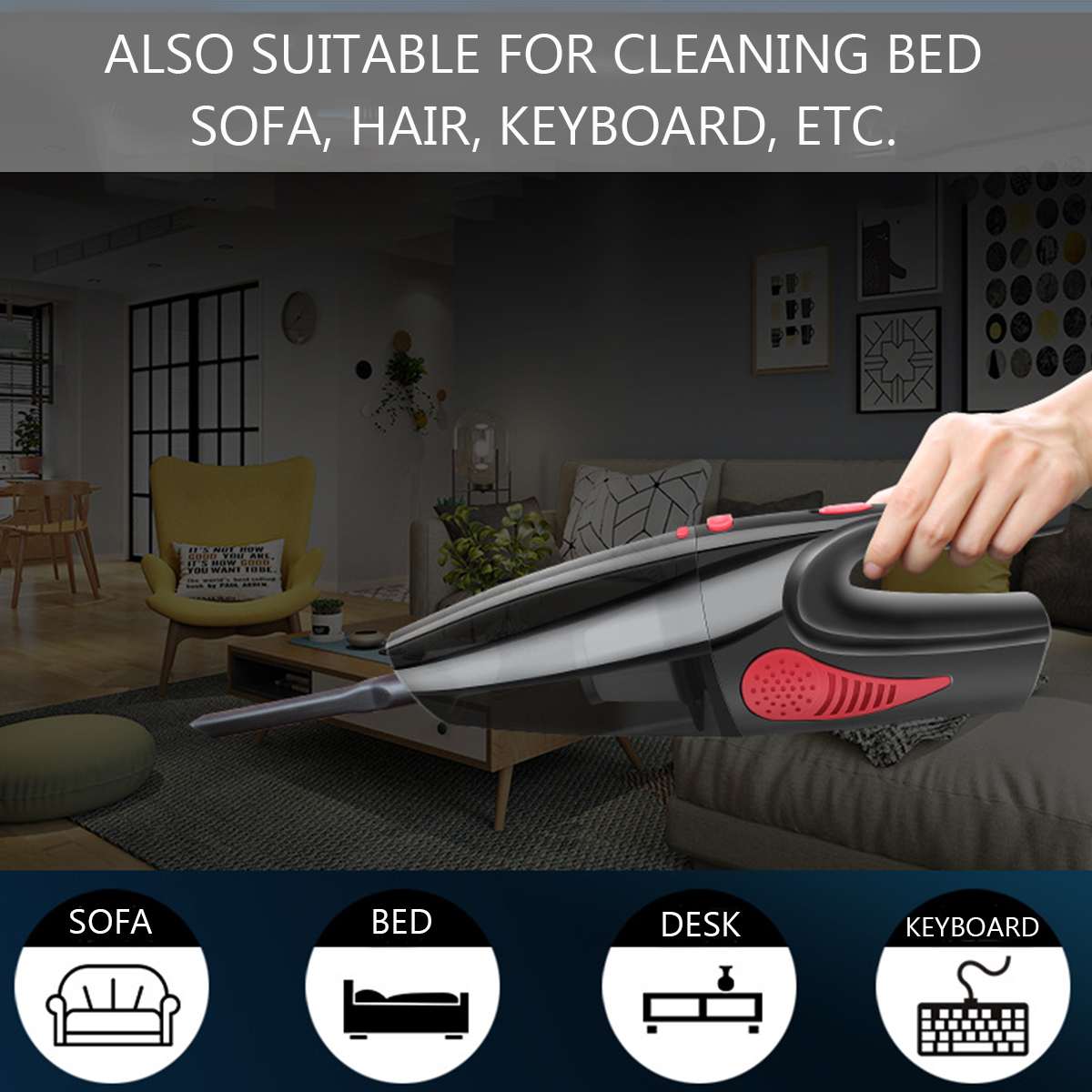 6500Pa Wireless/Wired Powerful Car Vacuum Cleaner Handheld 120W USB Cordless Wet&Dry Use Rechargeable Home Car Vacuum Cleaner