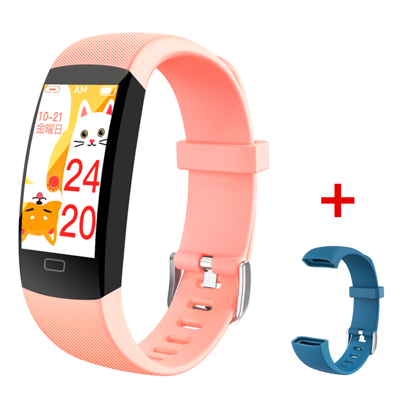 Pulsera inteligente F64T, dispositivo resistente al agua IP68, con monitor de temperatura corporal, frecuencia cardíaca, presión arterial y oxígeno, novedad de 2022: pink and blue