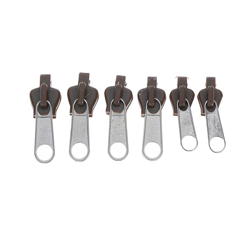 6 stk fix en lynlås skyder redning instant reparation kit udskiftning universal: Kaffe