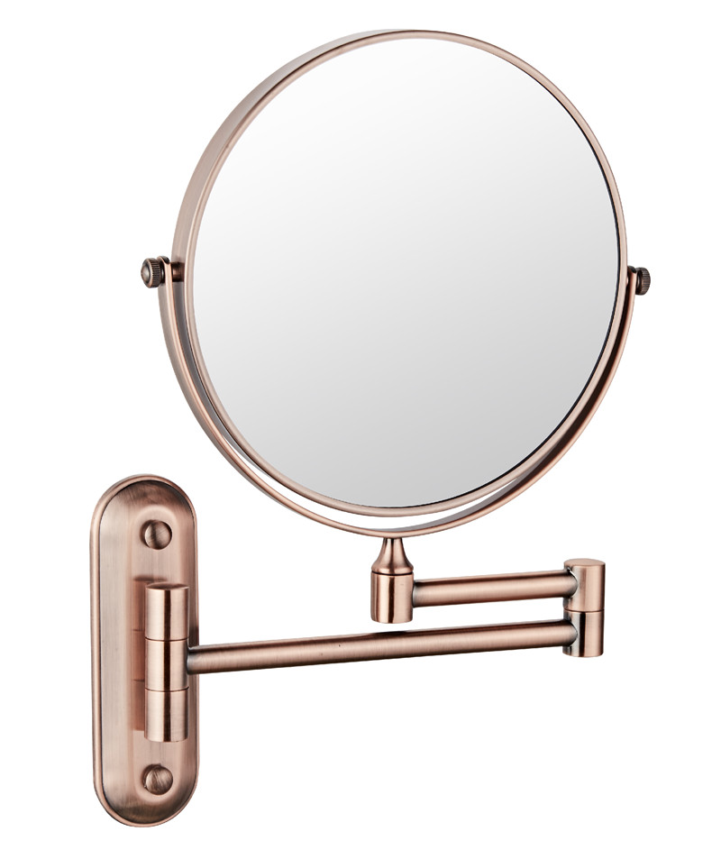 Badespejl kosmetisk spejl 1x/5x forstørrelse vægmonteret justerbart makeup spejl dobbelt arm forlænge 2- ansigt badeværelse spejl: 8 tommer 5x roseguld