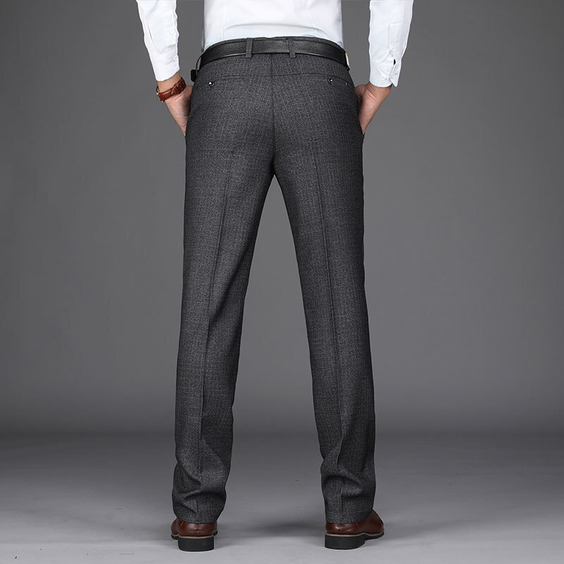 Anti-Wrinkle Non Iron Dress Suit Pants Men Summer Spring Business Formal Trousers Male Straight Stretch 66% Cotton