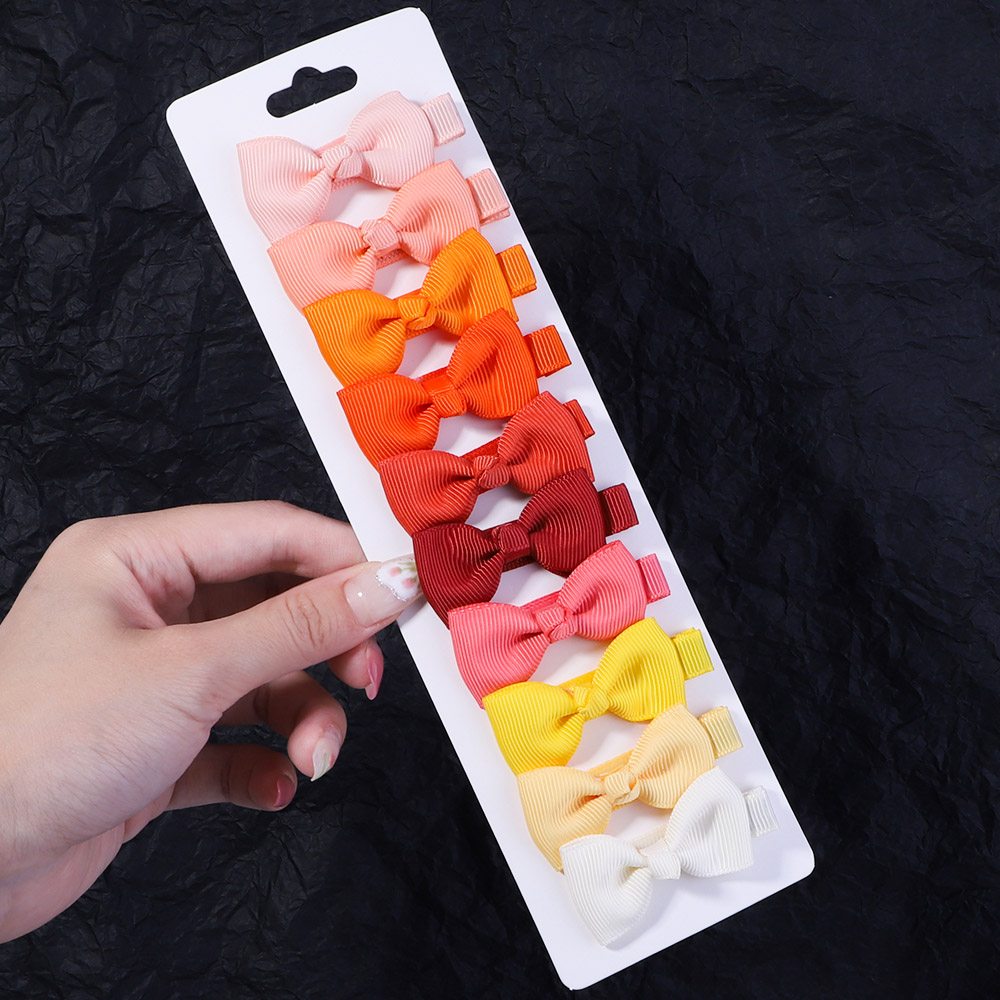 10 unids/set 2 ''lazos coloridos degradados pinzas para el cabello para niñas cinta hecha a mano horquillas con lazo pasadores accesorios para el cabello para niños: Oro