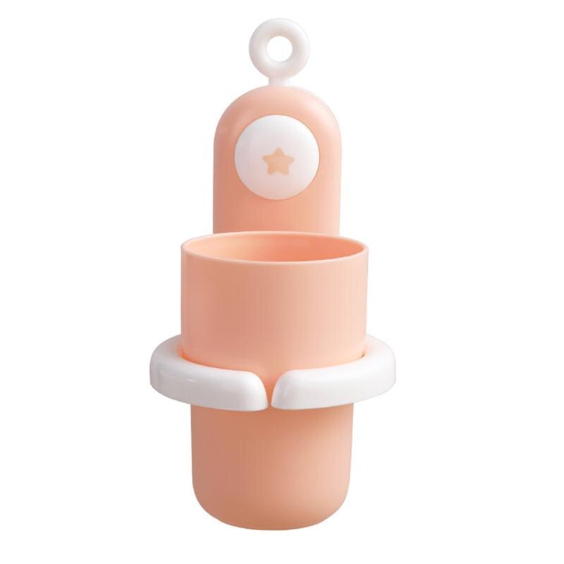 1 pc escova de dentes copo bucal rack fixado na parede rack de armazenamento para banheiro: Pink