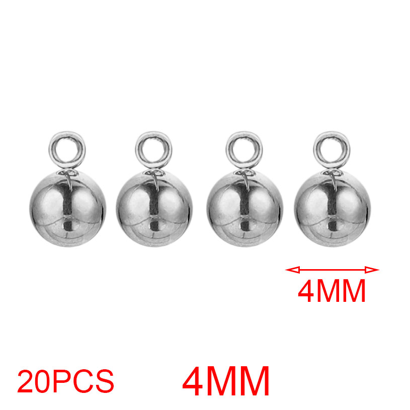 20pcs Lot 4/5/6mm Round Stainless Steel Beads Solid Ball Charms DIY Gold Plated Earrings Bracelet Jewelry Making Materials Craft: Light Yellow Gold Color