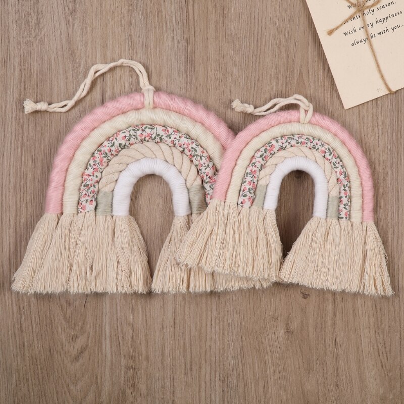 OOTDTY-adorno colgante de macramé de 5 líneas, cuerda tejida a mano, decoración de pared para habitación de bebé y niña, decoración de guardería para el hogar