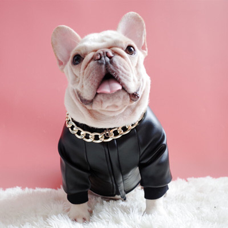 SUPREPET-ropa moderna para perro, chaqueta de cuero PU para perro Bulldog francés, ropa para cachorro, chaqueta de motocicleta para perro, abrigo para perro