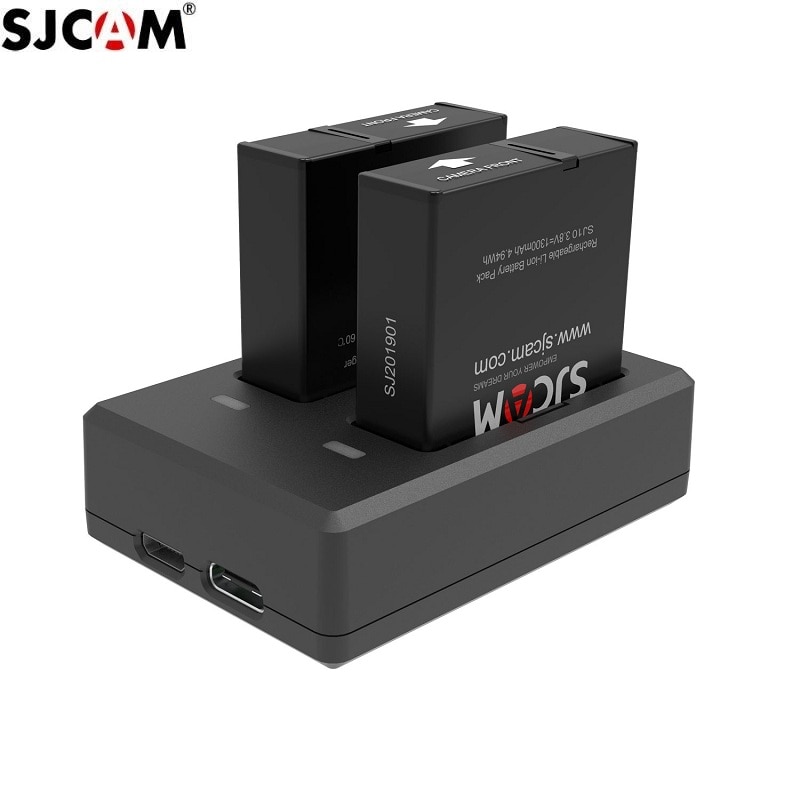 Originele Sjcam SJ9 Batterij Lader Batterijen Dual Charger 1300Mah Oplaadbare Li-Ion Sjcam Strike /SJ10 Pro Camera Accessoires