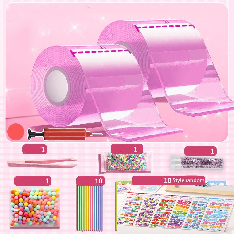 DIY artesanía pellizco juguete hacer juego de cintas de burbujas soplables sin marcar adhesivo de doble cara reutilizable Color Kit de Nano cinta adhesiva alta: Negro