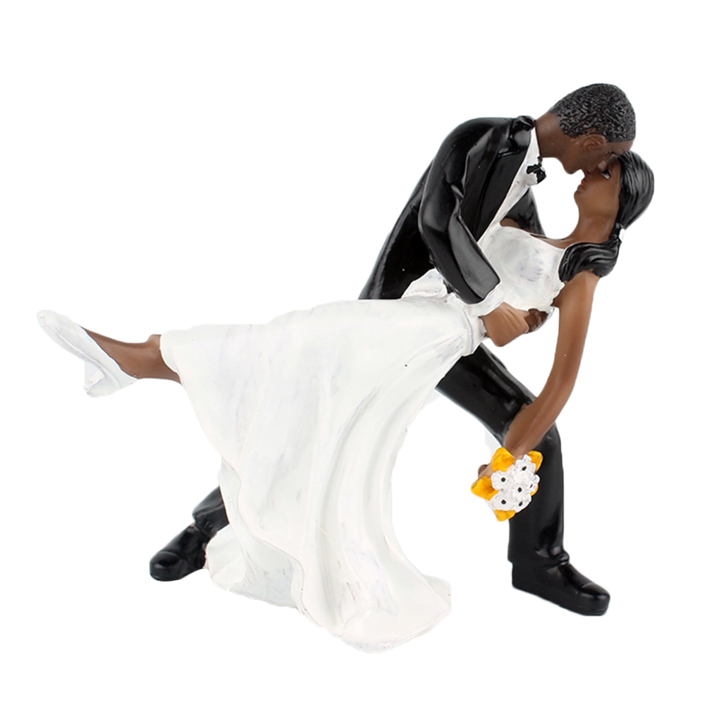 Reusable Romantic Black Groom Bride Marry Resin Figurine Wedding Cake Topper Wedding Decoration Baking Decor Tools