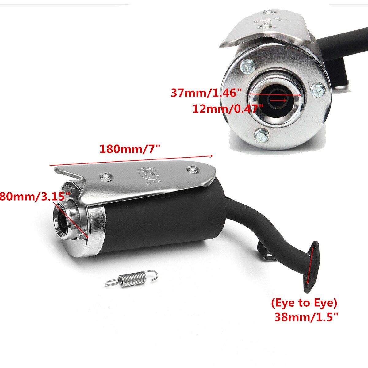 Tubo de escape Universal Negro para Motocross, silenciador para motor de motocicleta, Mini bicicleta, Quad, ATV, 43cc, 49cc