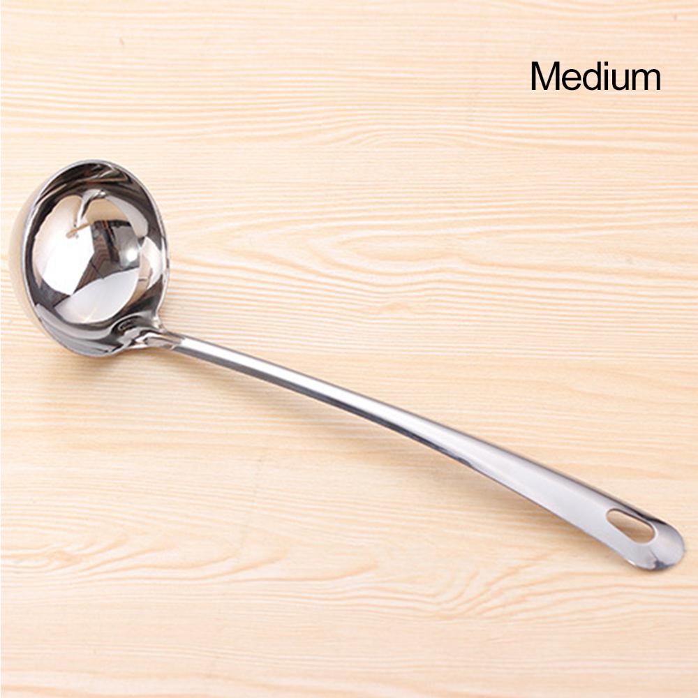 1Pc Thick Stainless Steel Ladle Spoon Long Handle Round Rice Soup Mixing Holding Kitchen Cookware Pot Spoon Cooking Tools: M