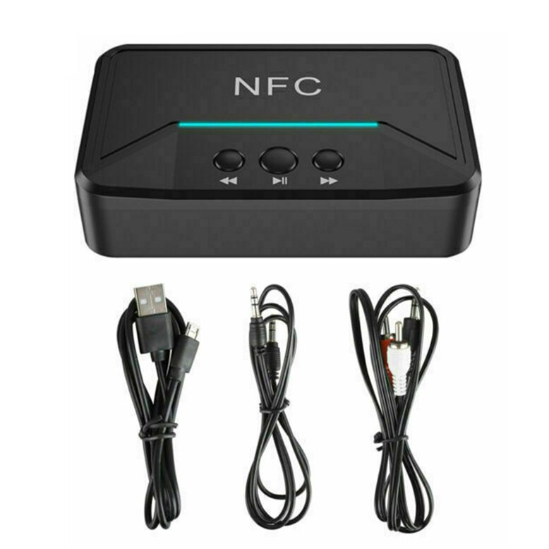 Adaptador Receptor Bluetooth 5,0 NFC 3,5mm RCA Audio AUX salida adaptador de antena inalámbrico Receptor estéreo para altavoz amplificador: Default Title