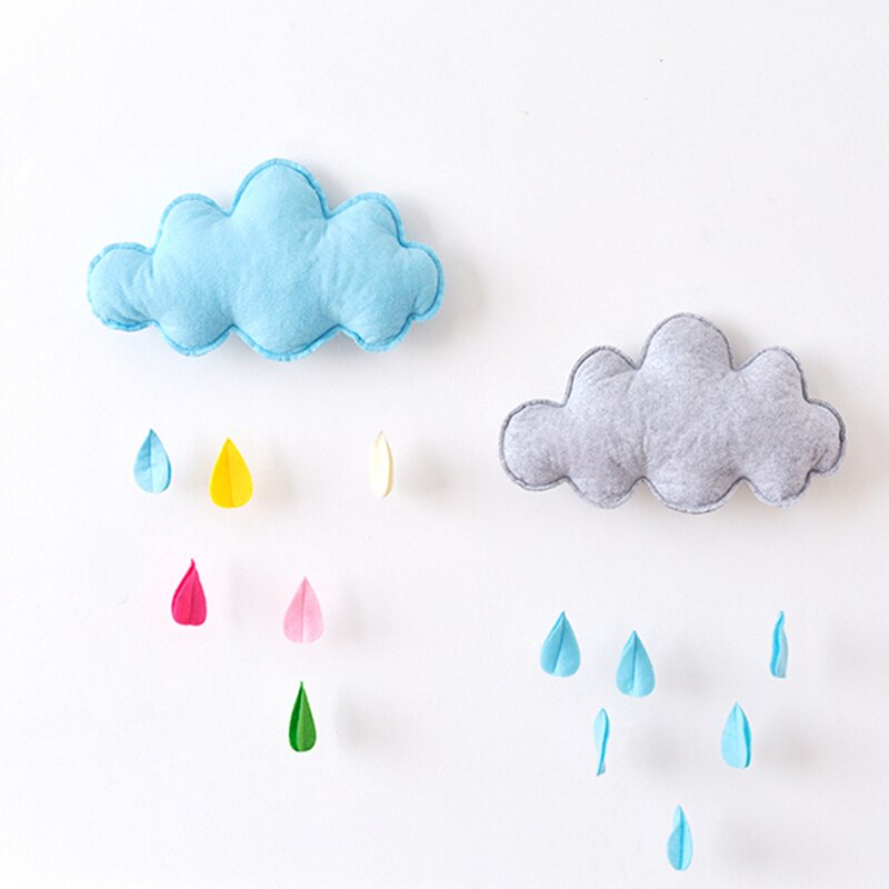 Kids teepe tent home decor handgemaakte wolken regendruppels non-woven muurstickers Jaar hanger fotografie props: Fluorescerende Gele