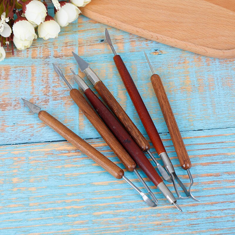 6 Stks/set Aardewerk Keramiek Gereedschap Polymeer Klei Modeling Tools Wax Carving Beeldhouwen Tool