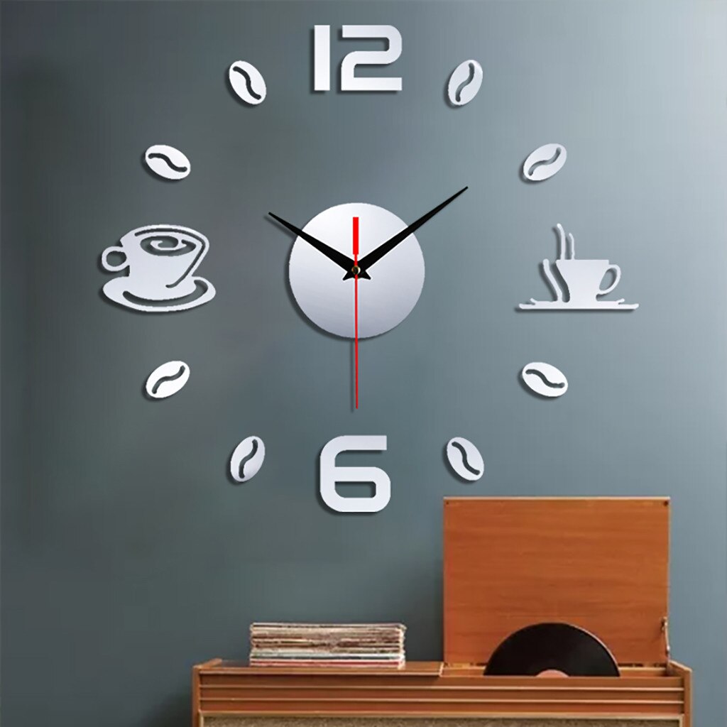 3d Diy Large Wall Clock Modern Frameless Diy Wall Mute Clock 3d Mirror Surface Sticker Home Office Decor 80x80 Clocks Dec: E