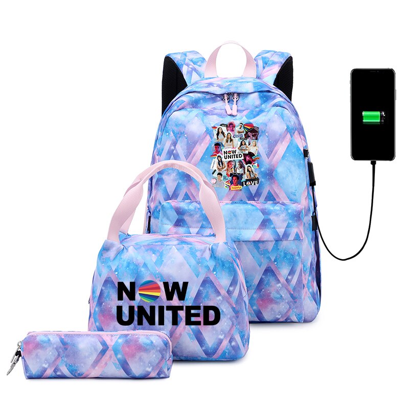 3 stücke Jetzt Vereinigten Schule Rucksack Student USB Lade Schöne Reise Rucksack Für Kinder Teenager Schule tasche Mochila: 003