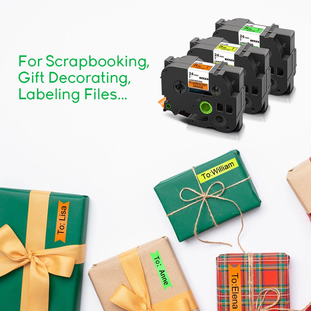 3PK Compatible for B51 C51 D51 Tape for Laminated Tape 24mm Fluorescent Printer Ribbon for Label Maker