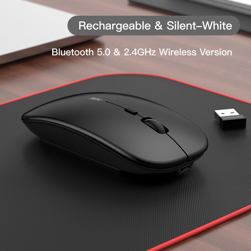 Niye Bluetooth Pink Mouse Wireless Computer Mice 2.4GHz USB Adapter DPI Rechargeable Home Desktop Laptop Mouse Ergonomic Mouses: Bluetooth Black