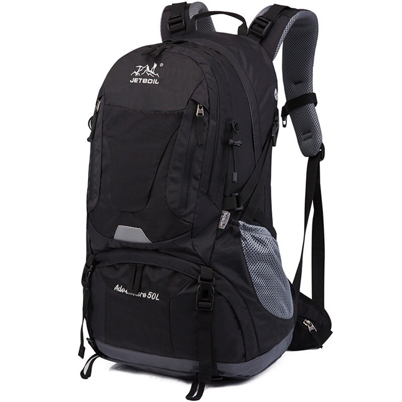 50L Outdoor Hiking Backpack Waterproof Mountaineering Bag Wear Resistant Sports Climbing Rucksack Trekking Camping Backpack: Black