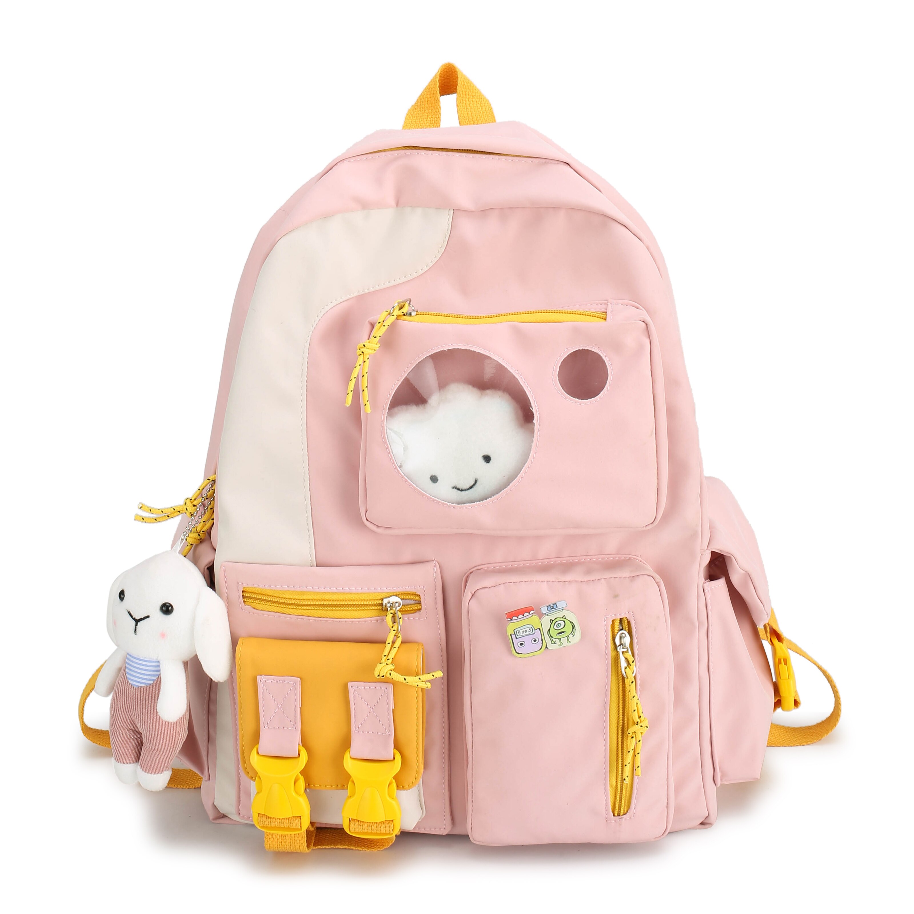 Cute Woman Backpack Women Large Capacity Simple School Bags for Teenage Girls Female Korean Harajuku School Student Bookbag AA28: Pink / not with pendant