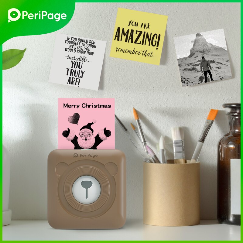 PeriPage Red Ink-free Portable Thermal Photo Printer Mini Label Printer Mobile Android iOS Phone 2&#39;&#39; Pocket Bluetooth A6 Papeles