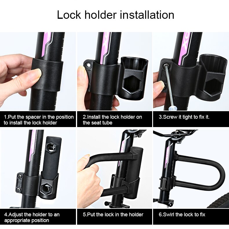 INBIKE Bike U Lock Anti-theft MTB Road Bike Bicycle Lock Cycling Accessories Heavy Duty Steel Security Bike Cable U-Locks Set