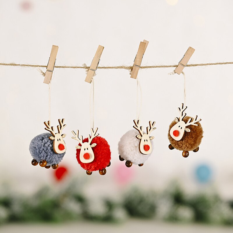 Vilt Houten Elanden Kerstboom Opknoping Hanger Decoraties Herten Craft Ornament Kerst Decoraties Voor Huis Jaar