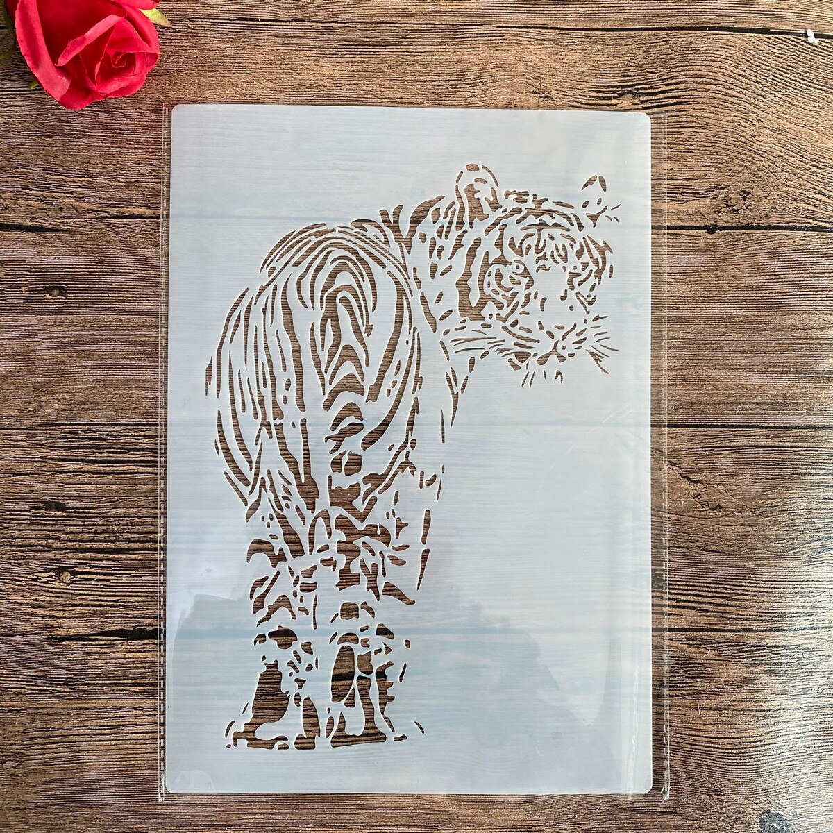 A4 size Stencil for Wall Painting Scrapbooking Stamp Album Decorative Embossing Craft Paper DIY Animal Tiger Stencils