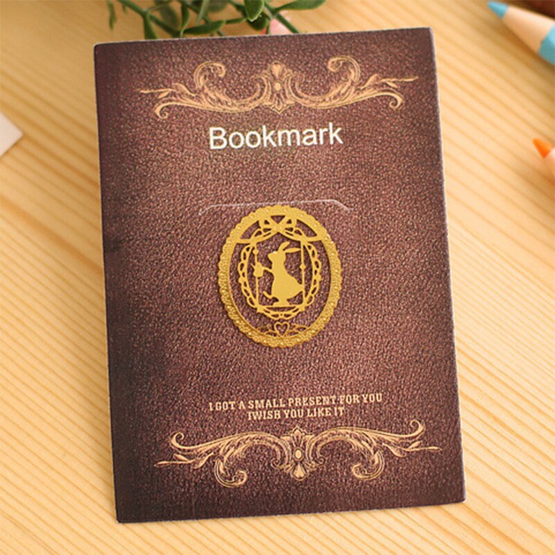 1 X Gold color cute cartoon animals lace bookmark metal bookmarks for book stationery school supplies papelaria: rabbit