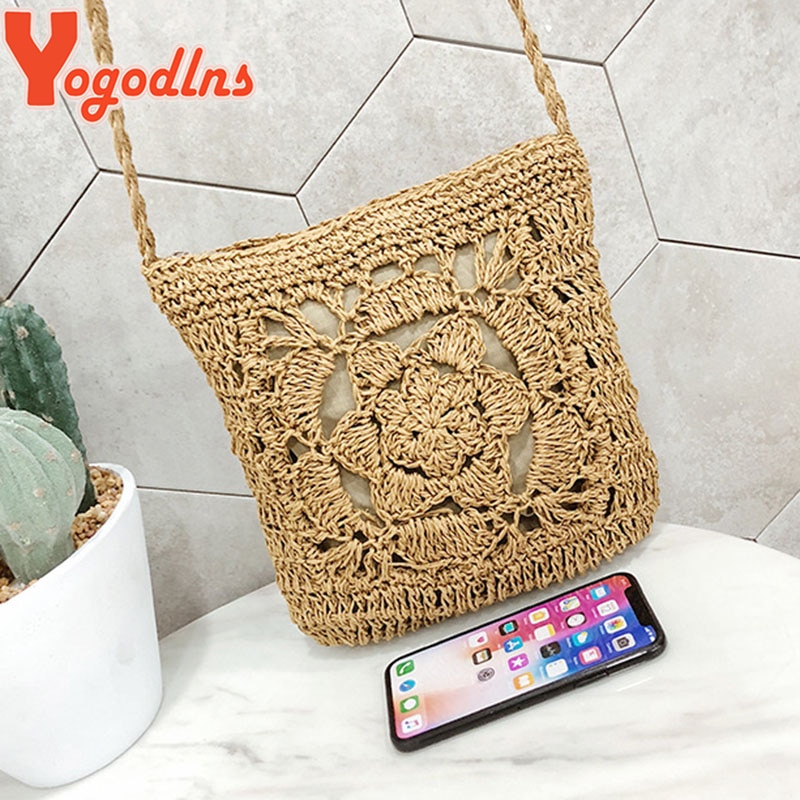 thumbnail image 2 of Women's Mini Straw Woven Crossbody Bag - Bohemian Beach Shoulder Bag, 7.3x4.7x2.4in 2 of 9