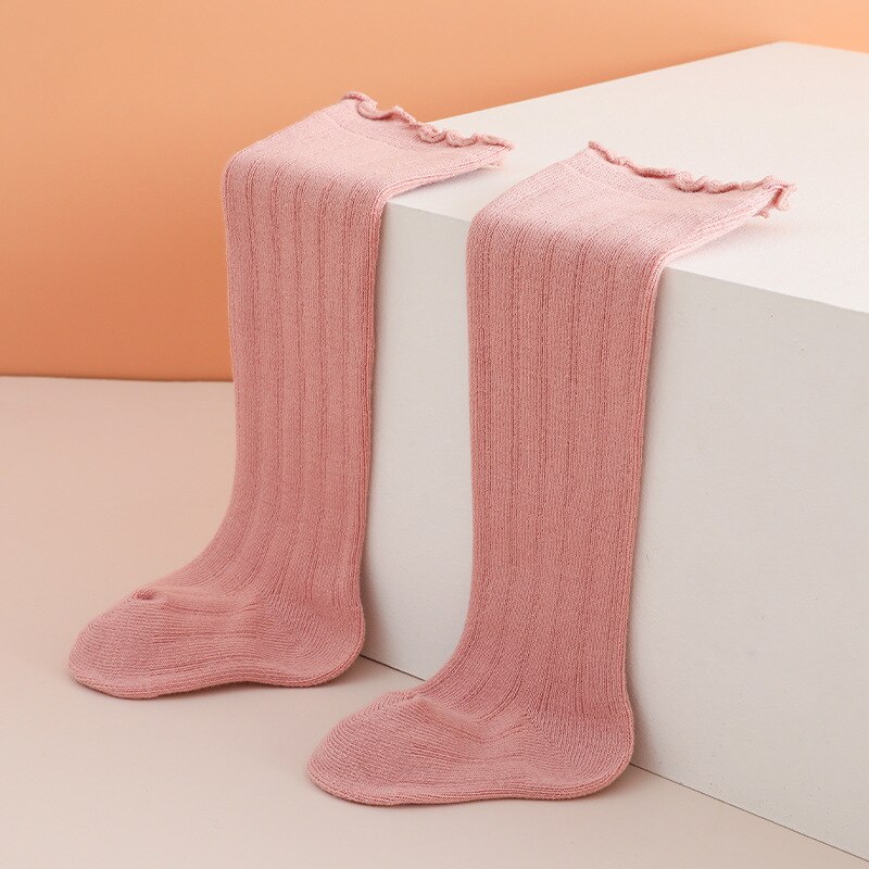 Leuke Streep Effen Kleur Over De Knie Baby Meisjes Kousen Sokken Baby Katoenen Zachte Warme Casual Kinderen Sokken meisje: pink / 1-3T