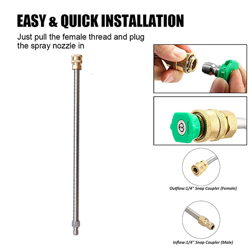 Tool Pressure Washer Extension Wand, 20 Inch Stainless Steel with 1/4" Quick Connect Power Washer Lance